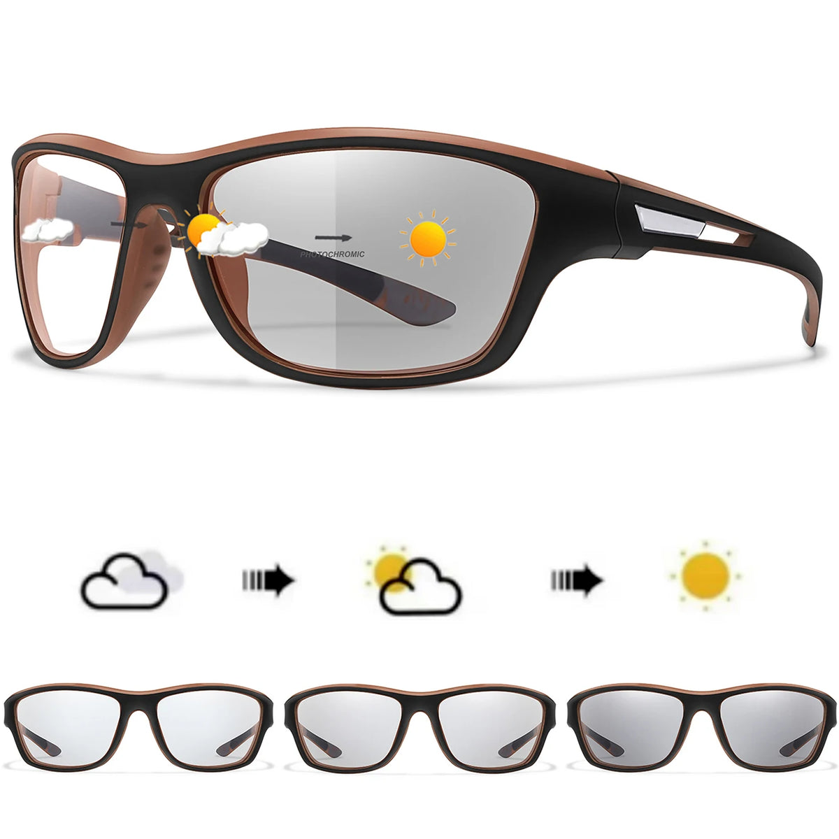 Photochromic Motorcycle Sunglasses Men Women Outdoor Cycling Driving Hiking Eyewear Fishing UV400 Protection Goggles