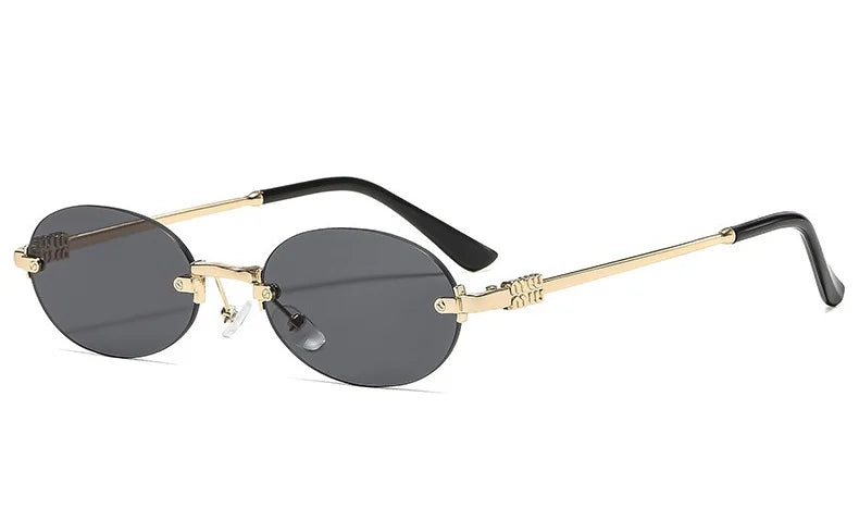 Light Luxury Rimless Oval Personalized Sunglasses, High-End Fashion Casual Sunglasses, Suitable For Outdoor Vacation Sunglasses