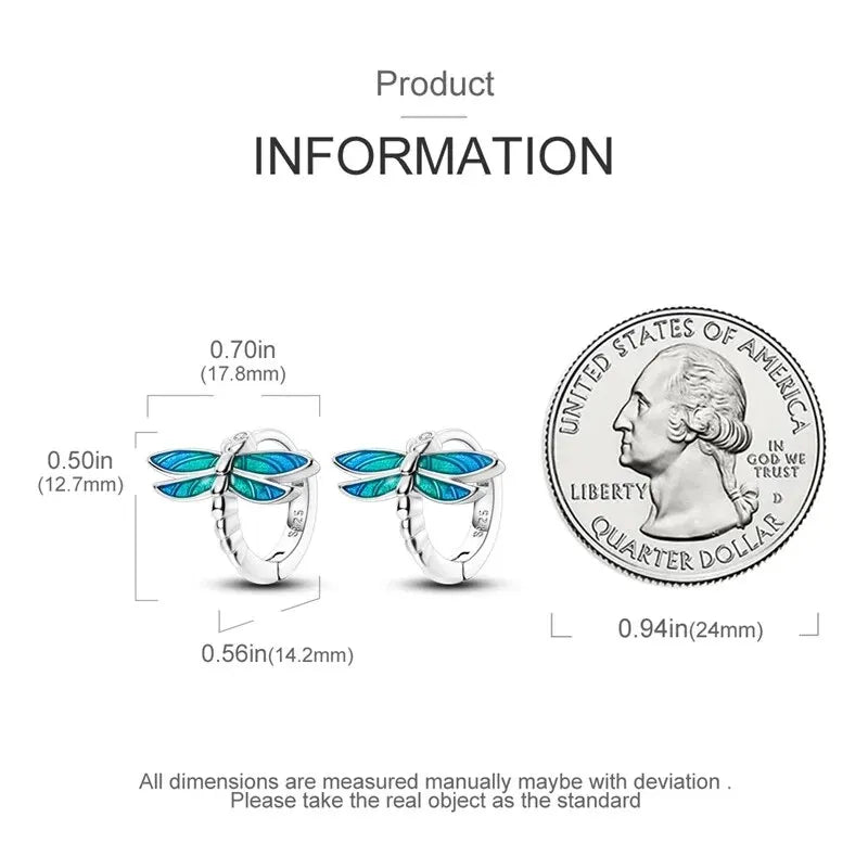 Dragonfly Stud Earrings for Women 925 Sterling Silver Ear Studs Silver Fashion Jewelry For Party Wedding Engagemen Gift