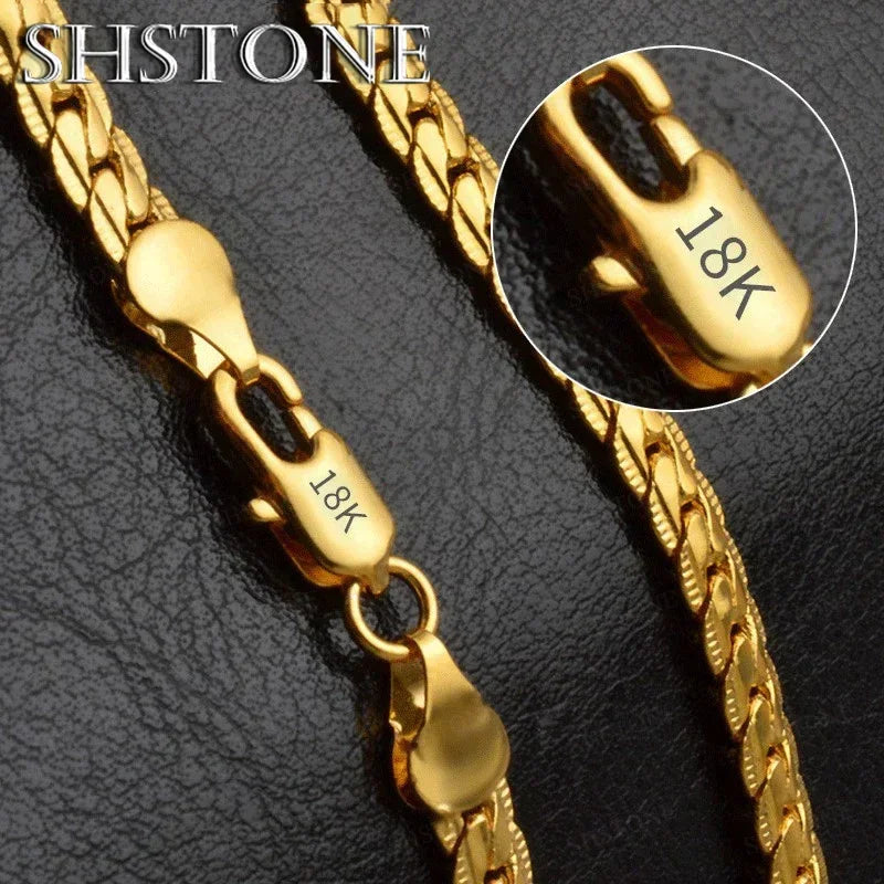 18K Gold 925 Sterling Silver 6mm Full Sideways Necklace 8/18/20/24 Inch Chain For Woman Men Fashion Wedding Engagement Jewelry
