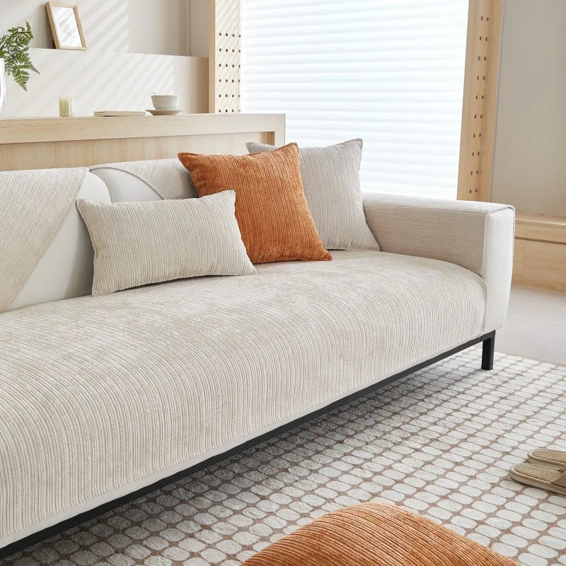 Solid Color Chenille Sofa Towel Thick Universal Sectional Sofa Cover Modern Furniture Dustproof Cover L-shape Couch Covers
