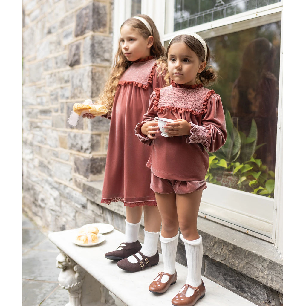AP Velvet Collection AW26 Girls Lace Velvet Patchwork Dress Cute Baby Girls Set Boys Blazer Brother Sister Matching Clothing