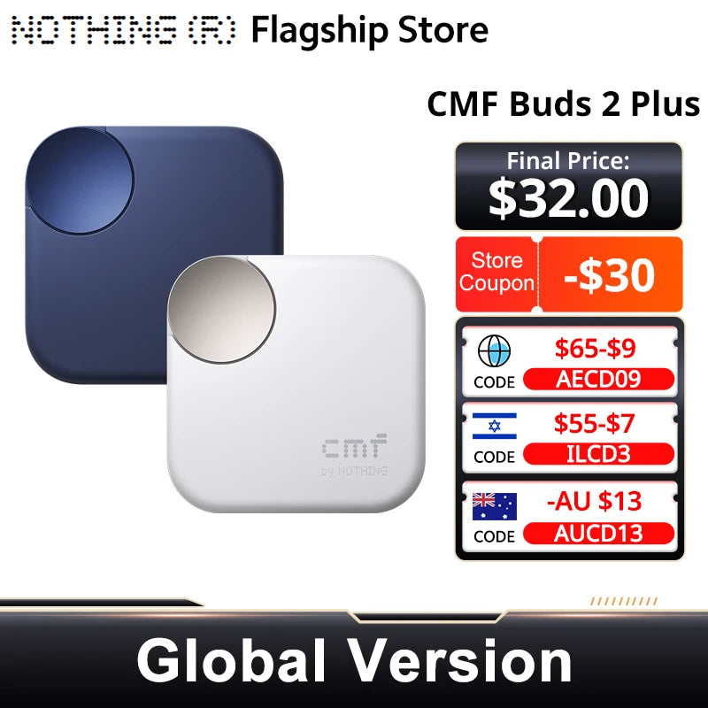 Nothing Buds 2 Plus CMF  New Global Version 50dB Hybrid ANC Earbuds Long Battery Hi-Res Audio IP55 Bluetooth-Compatible
