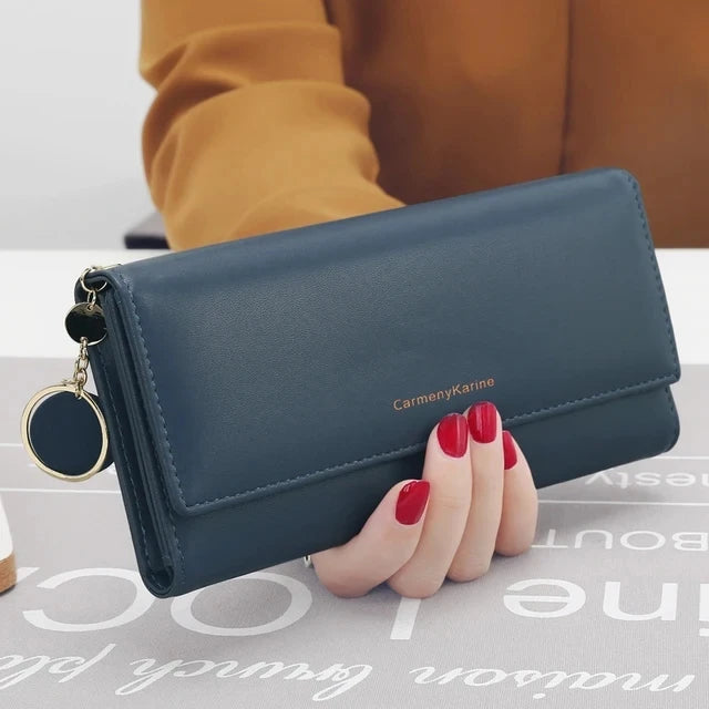 Yogodlns Casual Long Wallet For Women Pendant PU Leather Handbag Multi-layer Clutch Shopping Lady Purse Phone Card Holder Purse