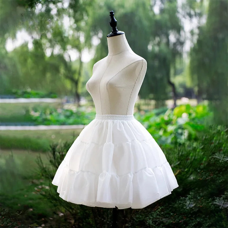 Women Girls Short Crinoline Petticoat Adult Elastic Waist Underskirt for Wedding Dress Cosplay Big Hem Dress White Skirt