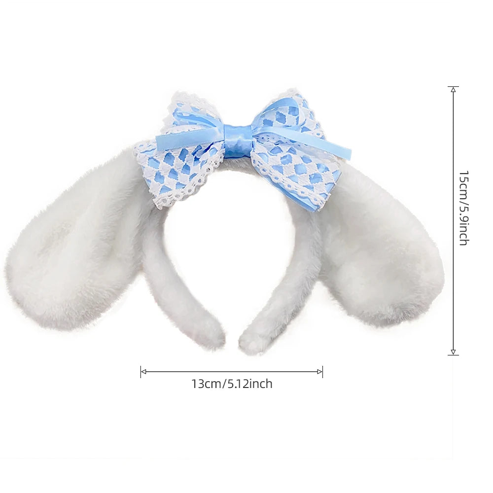Kawaii Series Plush Headband Kuromi My Melody Cinnamoroll Dog Anime Cute Cartoon Plush Ear Headband Hair Accessories Gift