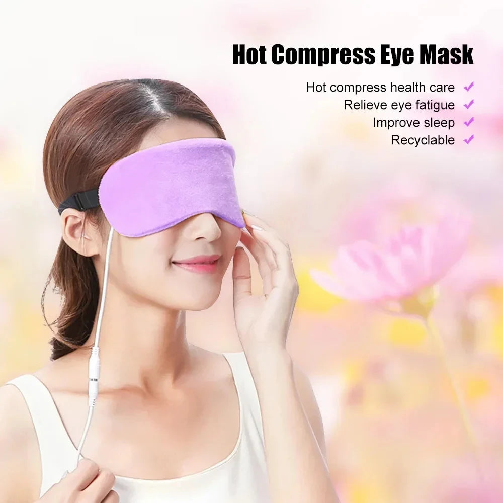 USB Heated Eye Mask for Dry Eyes & Sleep, Warm Compress with Constant Temperature, Corded Design for Dark Circles Puffiness Care