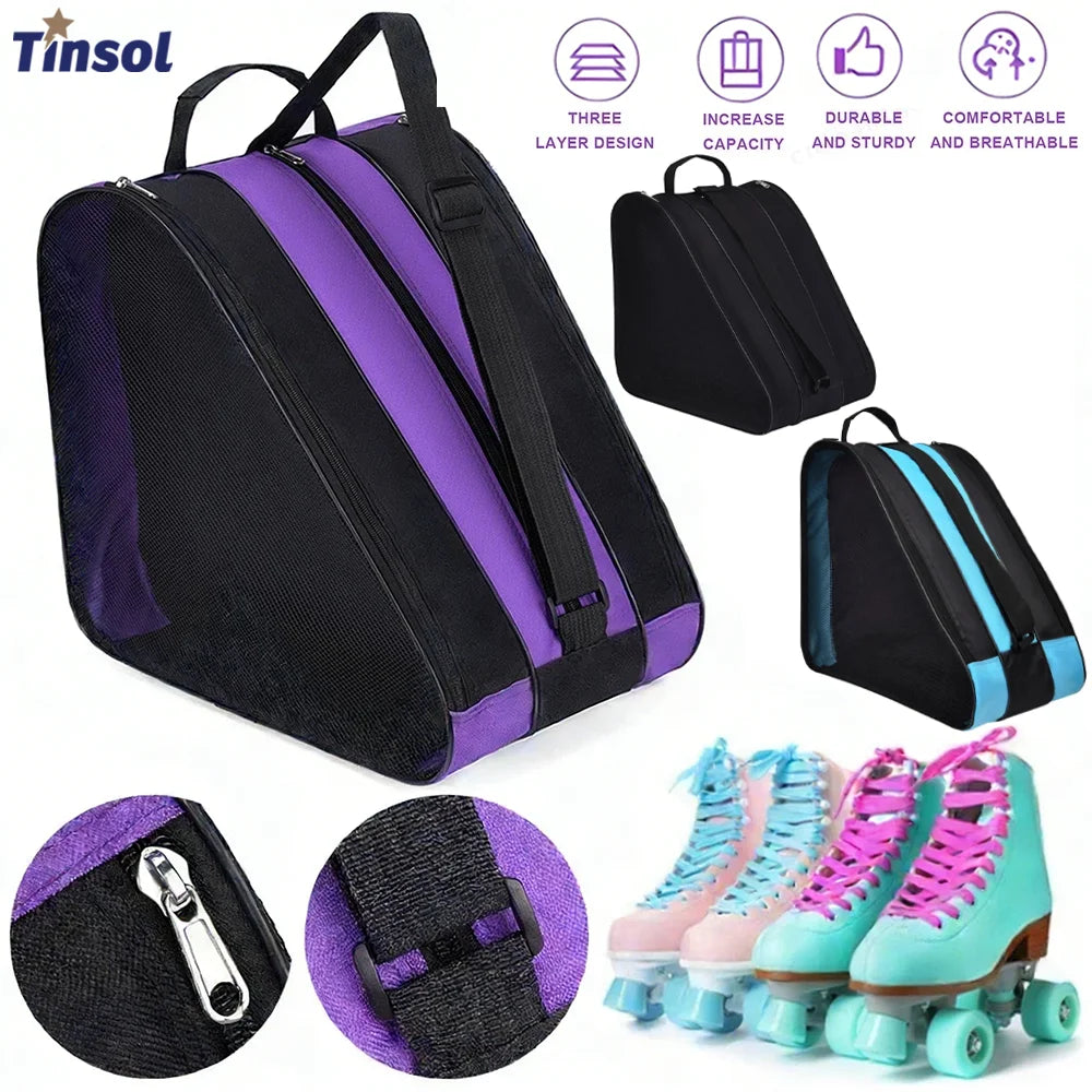TINSOL New 1PC Portable Roller Skates Bag Ice Skating Bag Large Capacity Breathable Kids Inline Skates Bag Skates Storage Bag