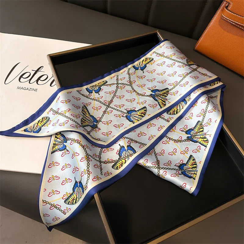 NEW Fashion Print Long Silk Scarf Graphic Ribbon For Women Soft Cozy Silk Scarf Versatile Neckerchief Length Luxury Headband