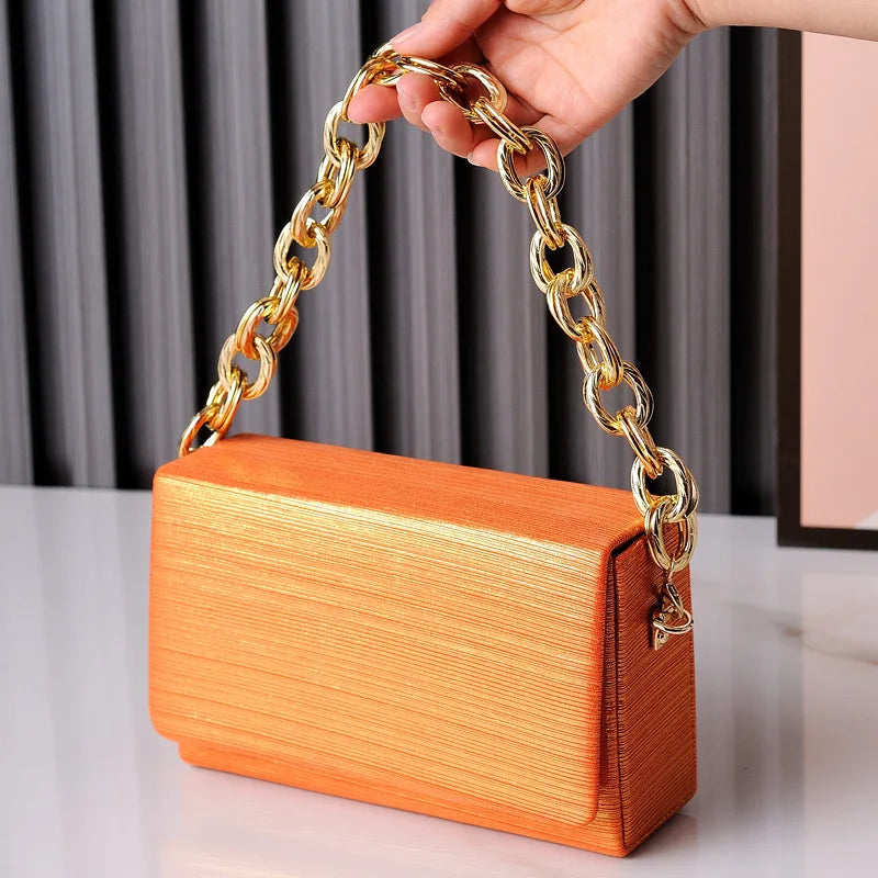 Orange Square Bag PU Fashion Purses and Handbags Luxury Designer Side Shoulder Bag Woman Brand Cell Phone Wallets High Quality