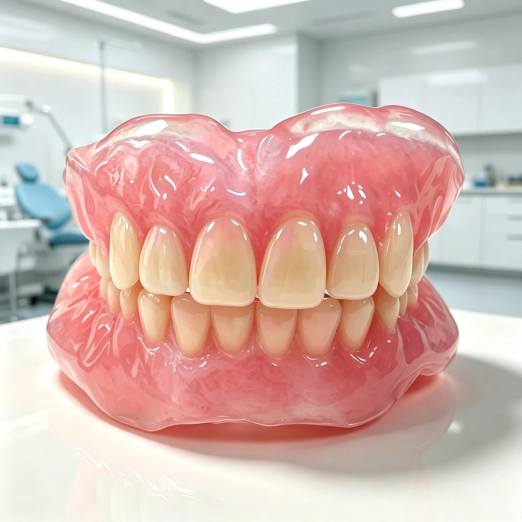 Natural‑Looking Silicone Full Denture Upper Lower Set Soft Comfortable Reusable False Teeth for Daily Oral Care for Men Women