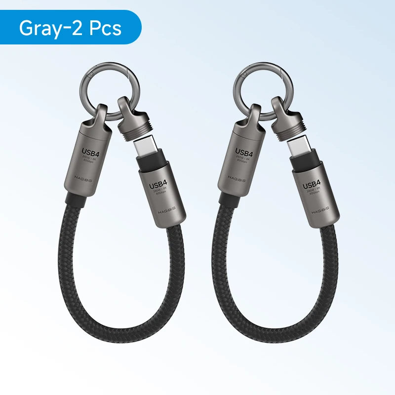 Hagibis  Short USB4 Cable Portable Keychain C to C Cable Lanyard Type-C Cable 240W 80Gbps for Thunderbolt 4/5 iPhone 17 Pro SSD