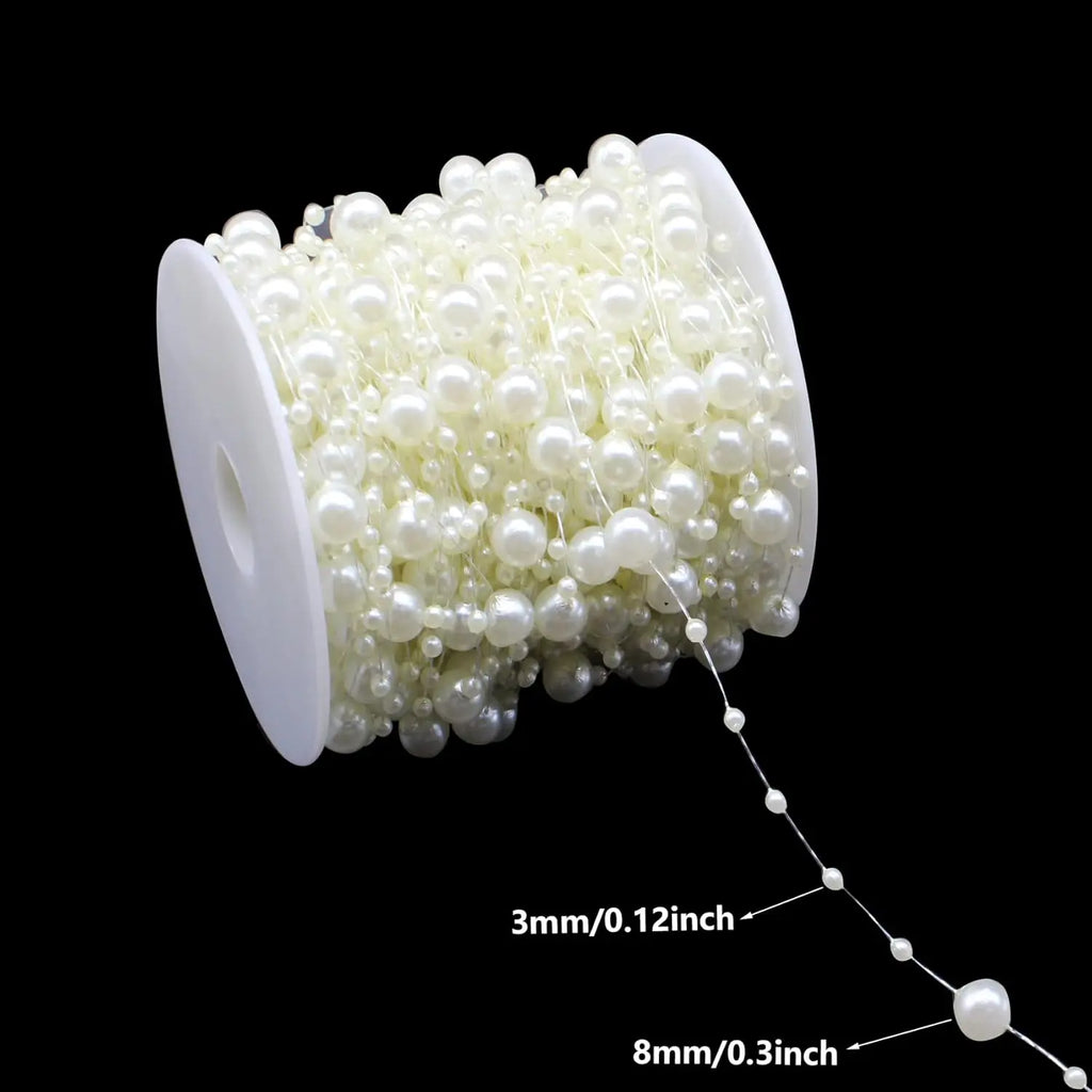 5/10Meters Artificial Pearls Chain Fishing Line Beads Garland Chain For DIY Bridal Bouquet Craft Flower Wedding Party Decoration