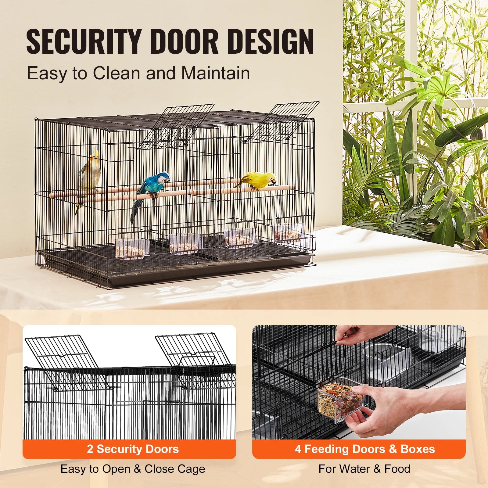 SucceBuy Flight Bird Cage Stackable Divided Small Animal Cage for Kinds of Birds Pet Travel Birdcage with Handle and Perches