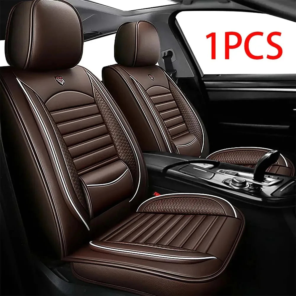 Universal Leather Car Seat Covers for SUVs  Sedans Trucks Breathable Elegant Easy-Clean Comfortable Fit Airbag Port Waterproof