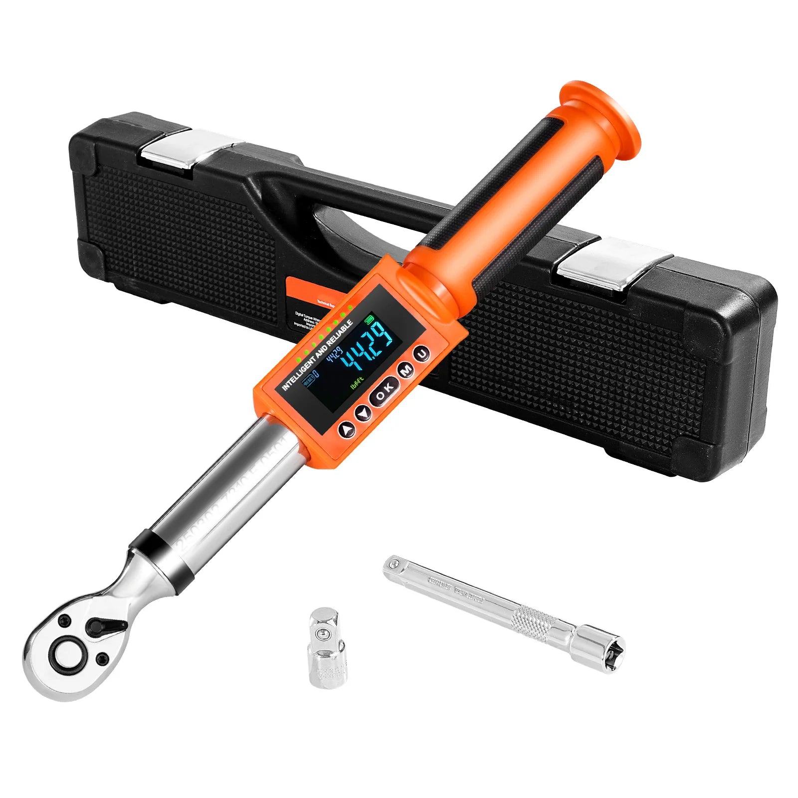 SucceBuy Digital Torque Wrench 72-Tooth ±2% High Accuracy Electronic Torque Wrench Preset Value Buzzer and LED Notification