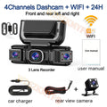 360 Degrees 4Camera Front Left Right Rear View camera WIFI 1080P Video Recorder Car DVR Dash Cam 4 Way add 24H Hardware Kit