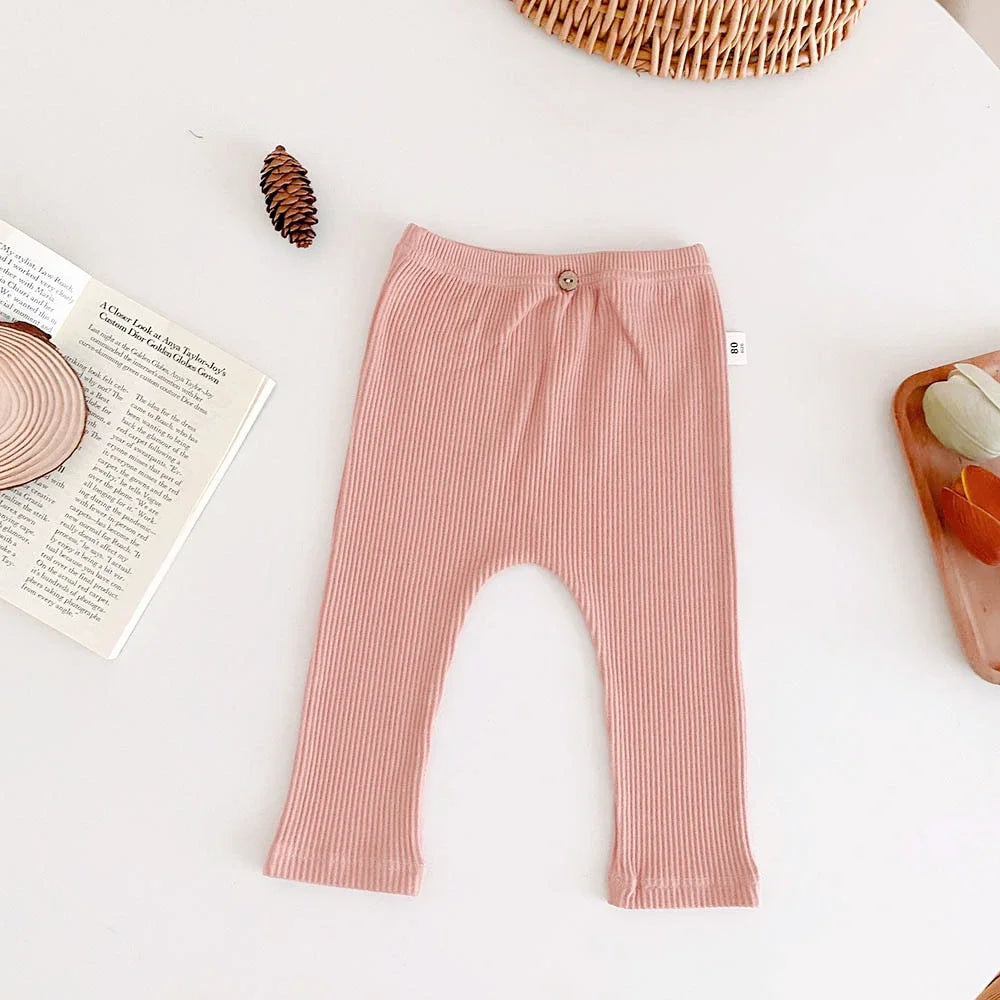 Baby Simple Solid Leggings Girls All-match Striped Skinny Pants Kids Cotton Elasticity Slim Pants Newborn Boy Stretch Trousers