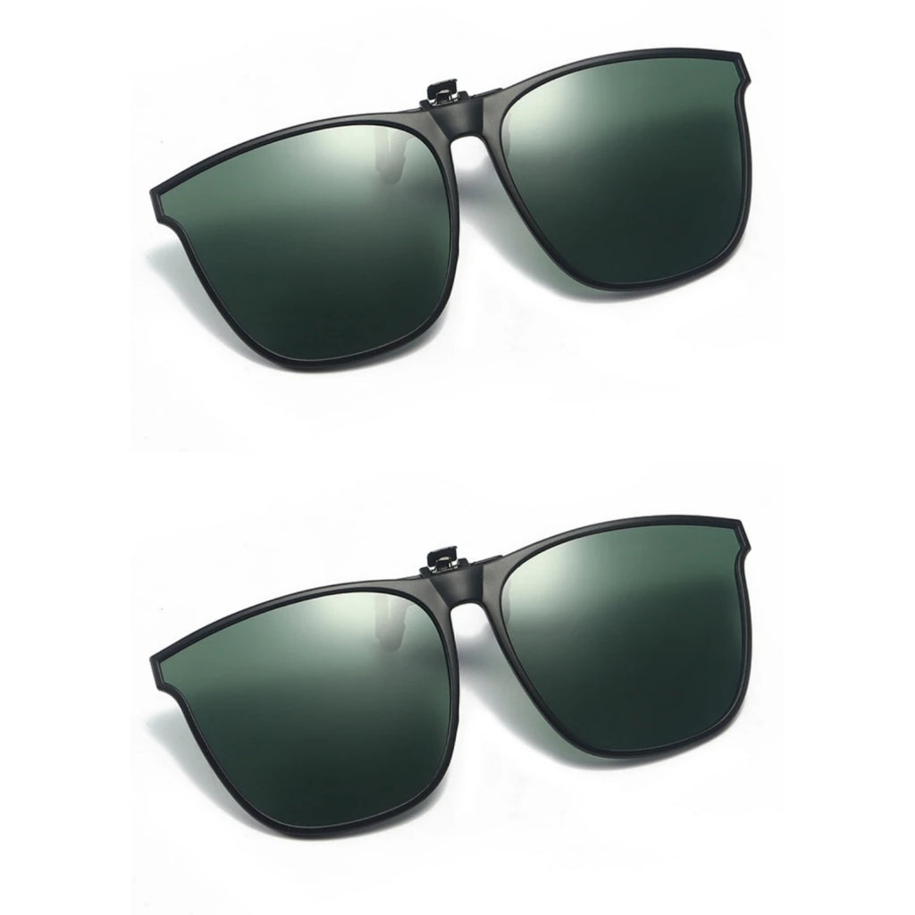 A Pair of New PC Clip Sunglasses for Outdoor Fishing and Driving. Clip Sunglasses for Day and Night Use.