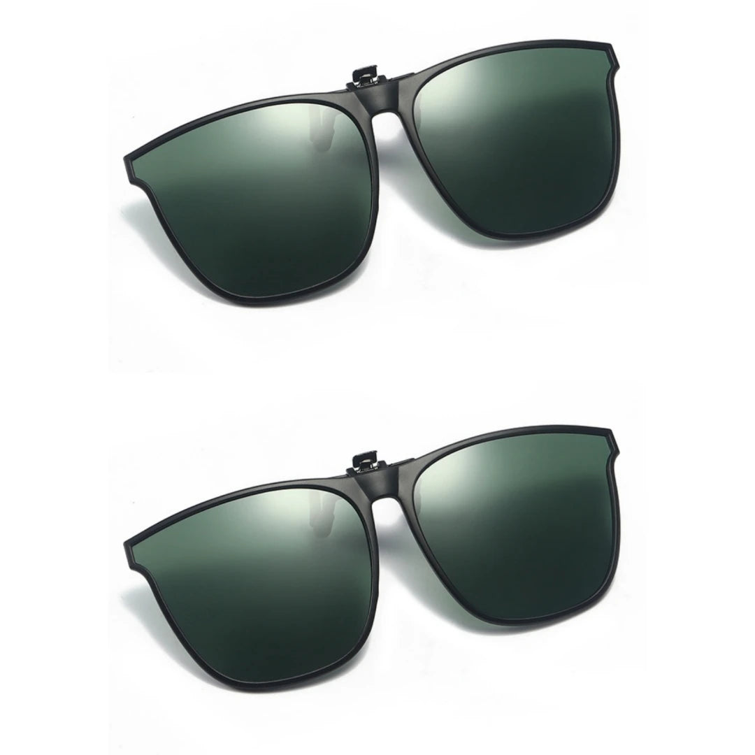 A Pair of New PC Clip Sunglasses for Outdoor Fishing and Driving. Clip Sunglasses for Day and Night Use.