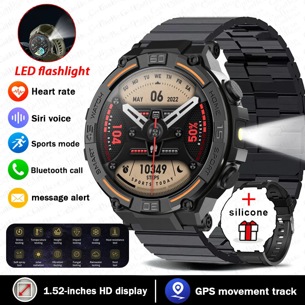 2026 New Military Outdoor SmartWatch Men Bluetooth Call Waterproof Health Monitor Sports Run tracker Smartwatch For Android iOS