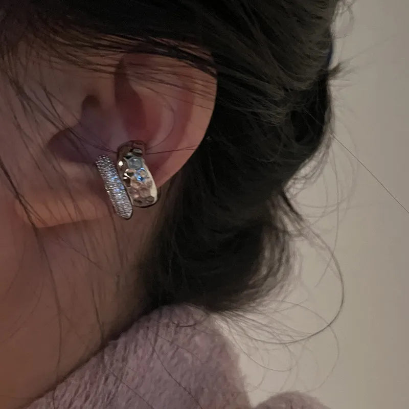 New Trending Zircon Double-layer Ear Cuff No Piercing Earring Punk Unique Metal Geometric Ear Clip for Women Y2K Jewelry 2026