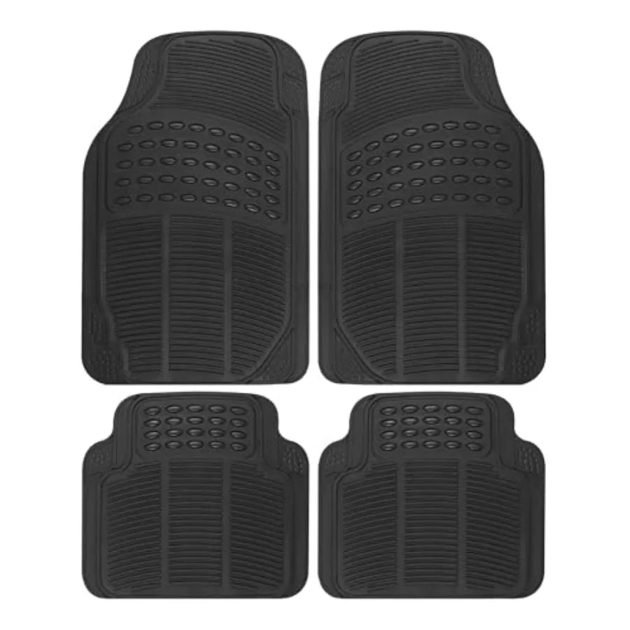 Floor Mats, 4-Piece All-Weather Car Mat with Universal Fit Design, Durable Rubber Car Floor Mats with Capture Ridges, Waterproo