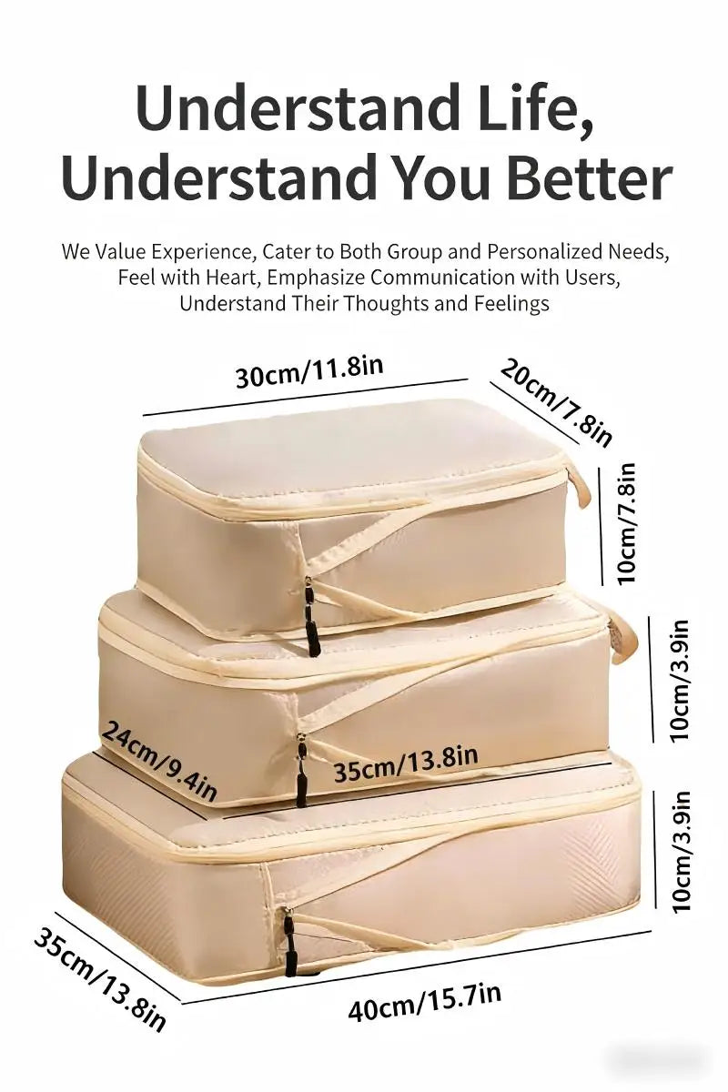 HOMEFISH 3Pcs/Set Travel Compressible Packing Multifunction Travel Storage Bag Waterproof Suitcase Portable Luggage Organizer
