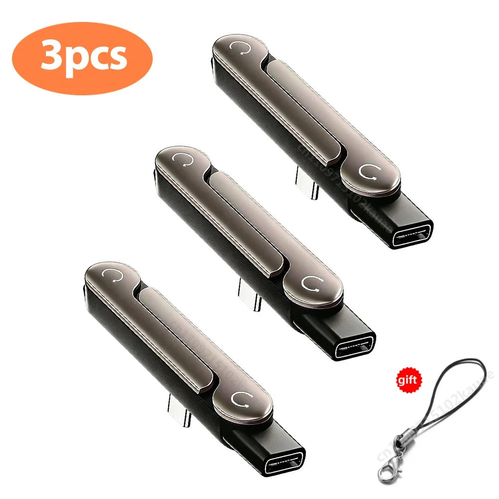 1/2/3PCS Type C Phone Charging Bracket Adapter 240W Fast Charging OTG Type-C Male to USB-C Female Converter With Foldable Holder