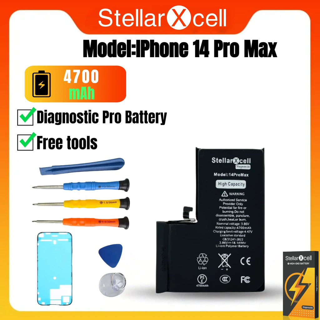 StellarXcell Diagnostic Battery Show Genuine Part No Pop Up Message for iPhone 12mini 13Pro 14Plus 15Promax Battery Replacement