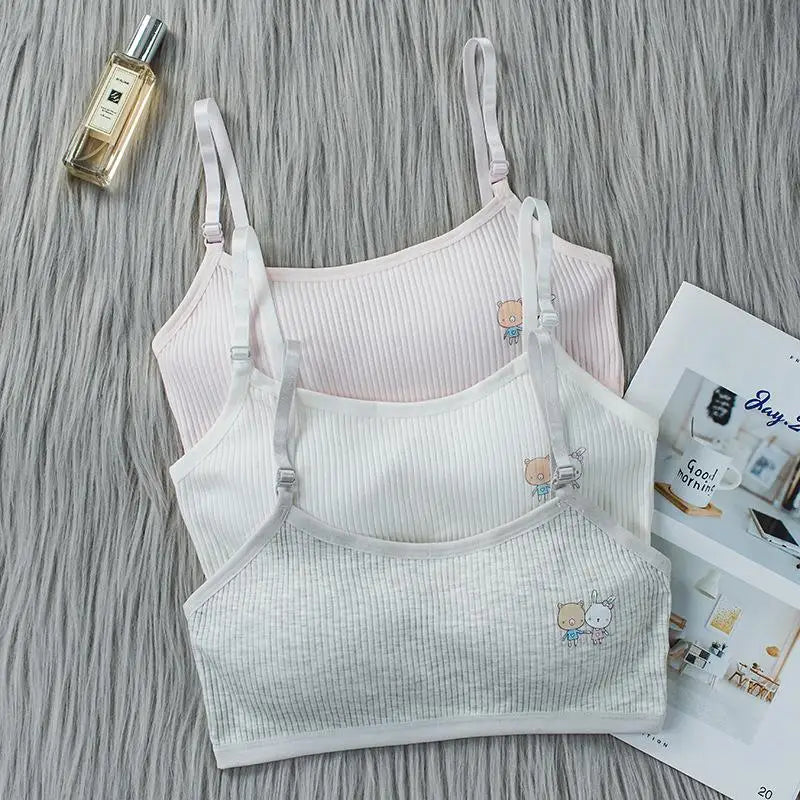 1PC 8-16Y Kids Training Bras Young Girls Underwear Teenage Training Bras Cotton Child Cute Brassiere Tube Tops Girl's Sport Bras