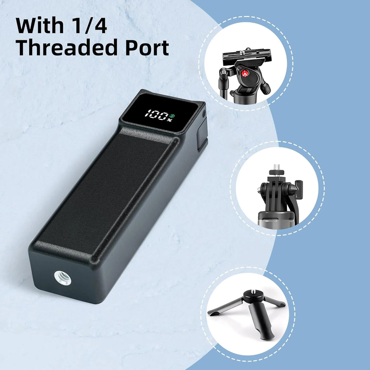 Pocket 3/4 Fast Charging Battery Controller and DJI Osmo Pocket3/4, Por Extra and Reserved 1/4" Threaded Hole with Type-C Cable