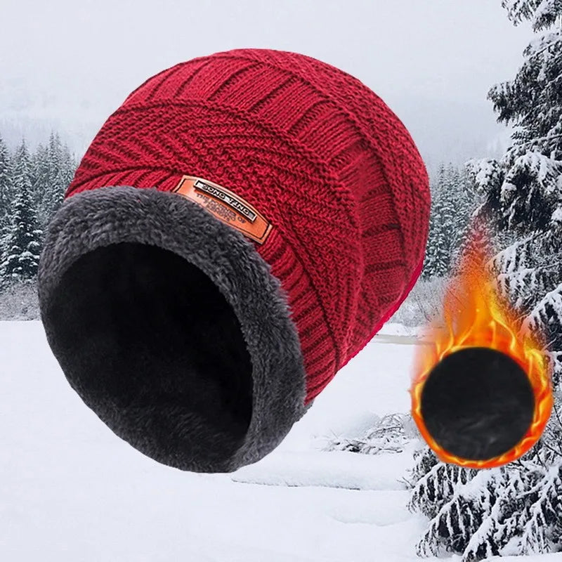 Winter Beanie Hat For Men Fleece Scarf Women Knitted Hat Warm Cap Thick Wool Neck Warmer Scarf Balaclava Mask Skullies Beanies
