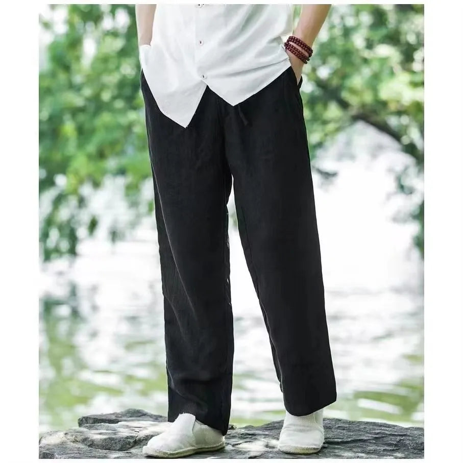 New Men's Beach Pants Joggers Fashion Cotton Linen Sweatpants Casual Pants Hawaiian Vacation Loose Spring/Summer Long M-4XL