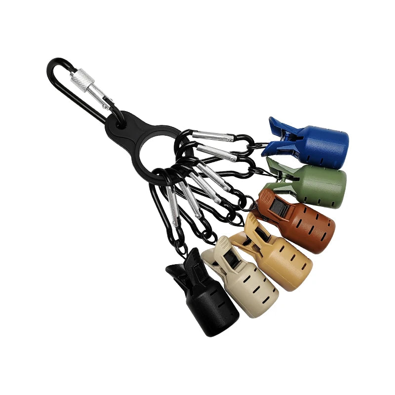New Squid Jig Bait Protector Kit Size M 6pcs Webfoot Octopus Egi Hooks Cover Cuttlefish Umbrella Lure Cap with Carabiner