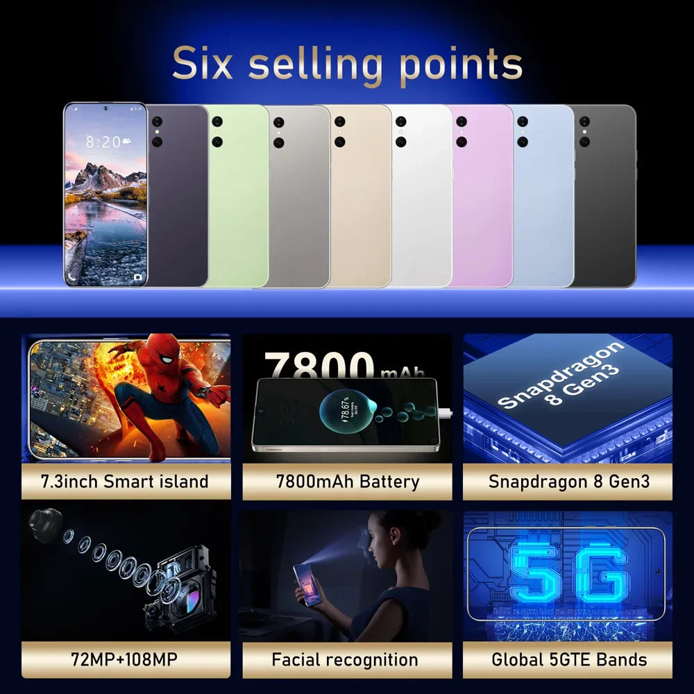 NEW S26 Ultra Smartphone 2026 Original 7.3HD Global Version 5G Dual Card Cheap Cellphones 7800mAh Android 15 Mobile Cell Phones