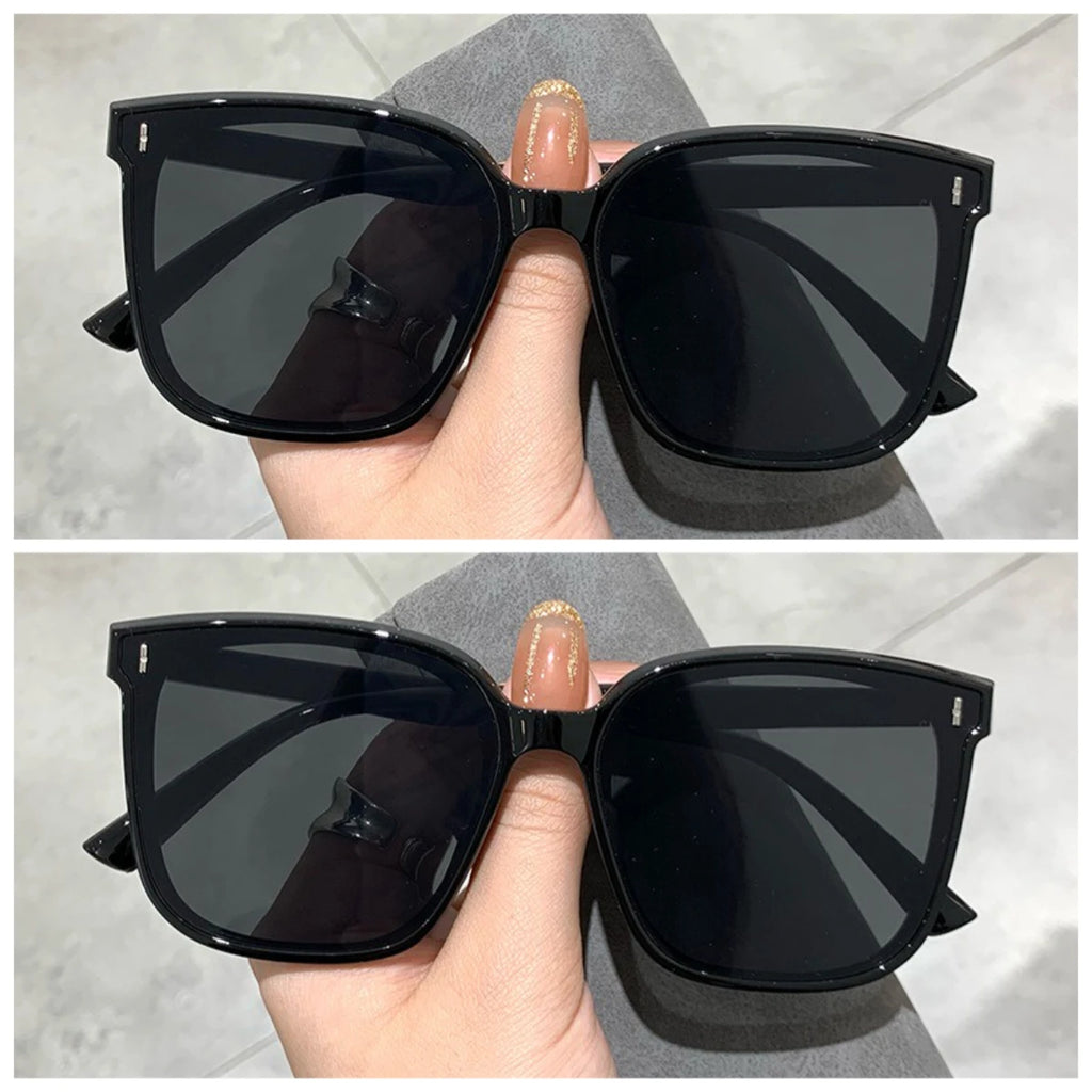Fashion Korean Personality Ins Trend Black Square Frame UV400 Sunglasses for Unisex Street Sunglass