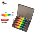 LEYDUN Luminous Horizontal Squid Jig Wood Shrimp Squid Hook 5pcs Fishing Lures LEYDUN Octopus Cuttlefish Shrimp Saltwater Baits