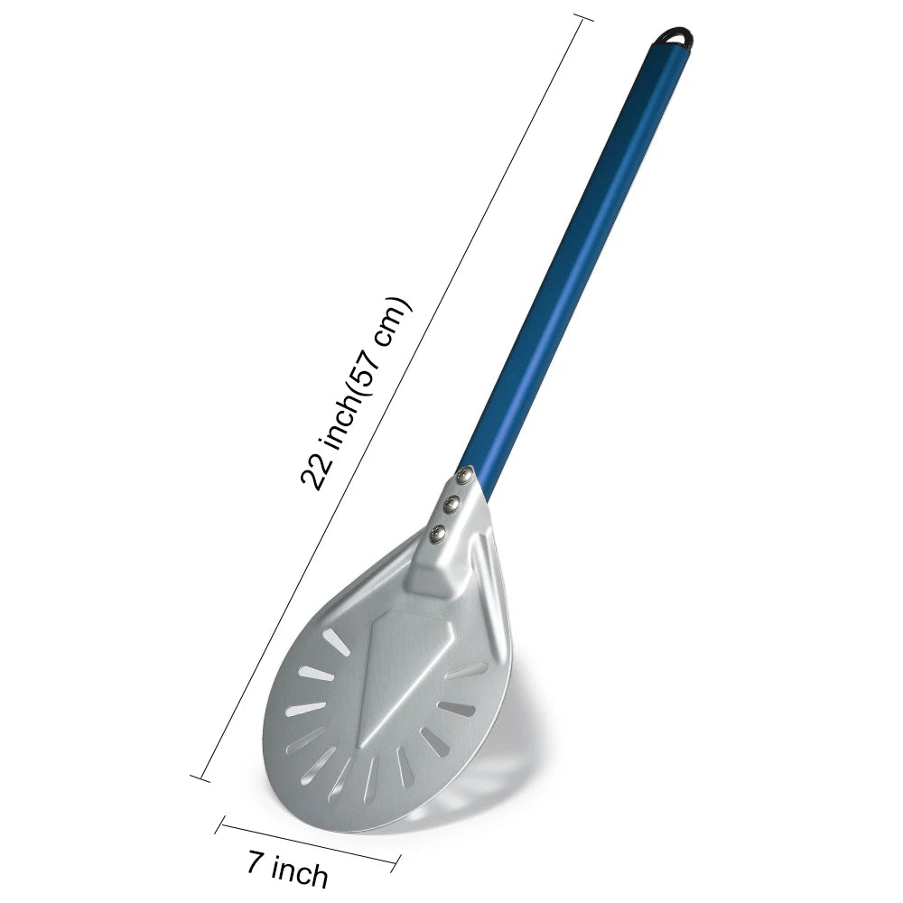 PizzAtHome Long Handle 7/ 8/ 9 Inch Perforated Pizza Turning Peel Pizza Shovel Aluminum Pizza Peel Paddle Small Pizza Tool