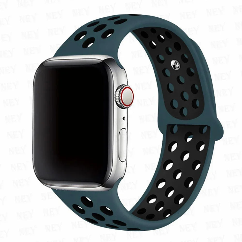 Sport Strap For Apple Watch Band 45mm 49mm 44mm 40mm 41mm 42mm Silicone bracelet correa iWatch Ultra 2 Series 9 8 SE 7 6 5 4 3