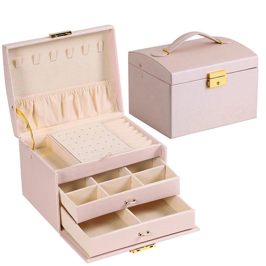 1Pc, Lock Arch Three-Layer Jewelry Box, Suitable for All Kinds of Jewelry Storage Bags