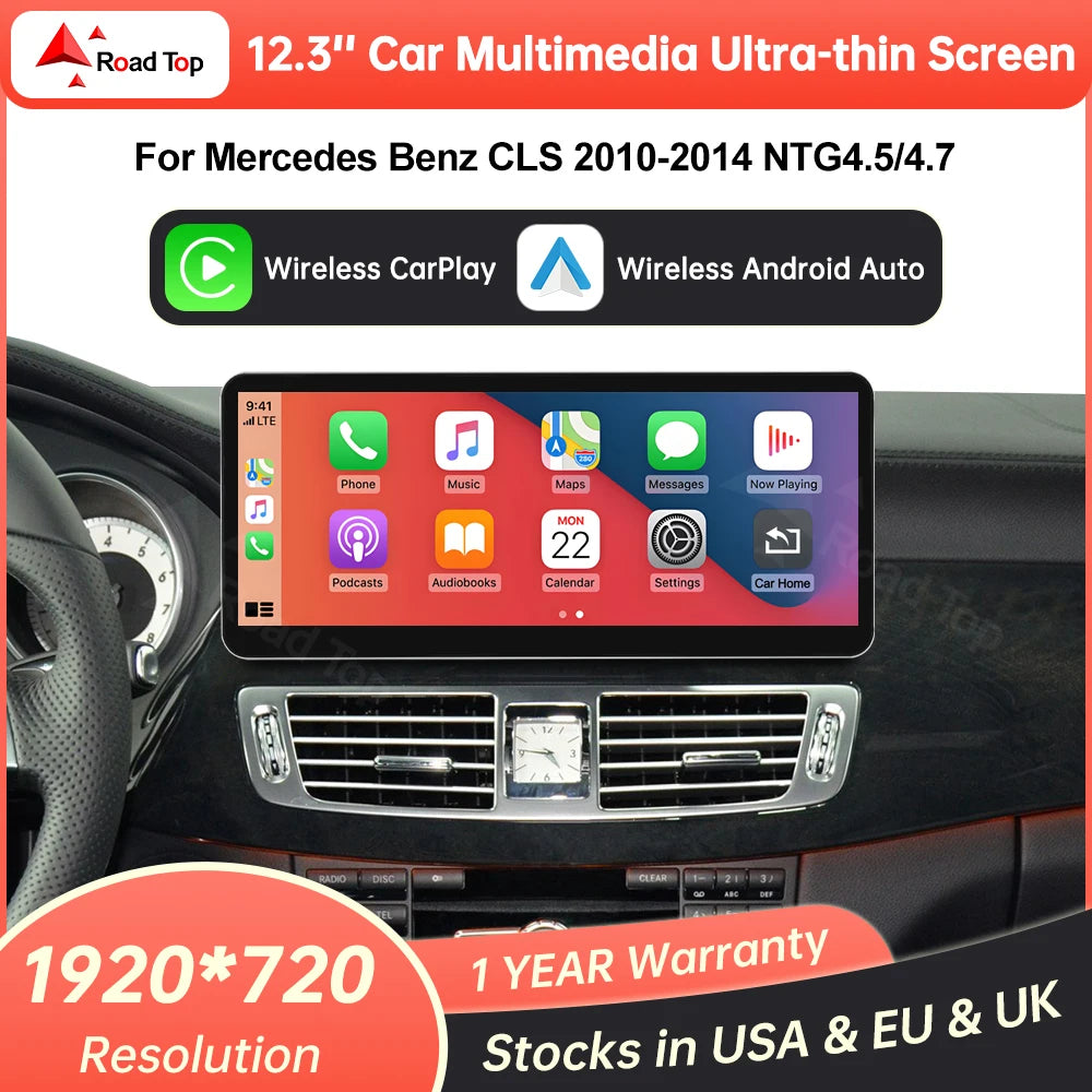 Car Multimedia Display Screen Wireless CarPlay Android Auto For Mercedes-Benz CLS W218 2010-2014 With Airplay Mirror Link