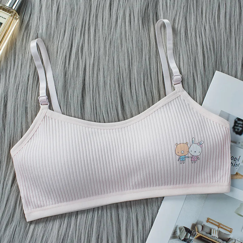 1PC 8-16Y Kids Training Bras Young Girls Underwear Teenage Training Bras Cotton Child Cute Brassiere Tube Tops Girl's Sport Bras