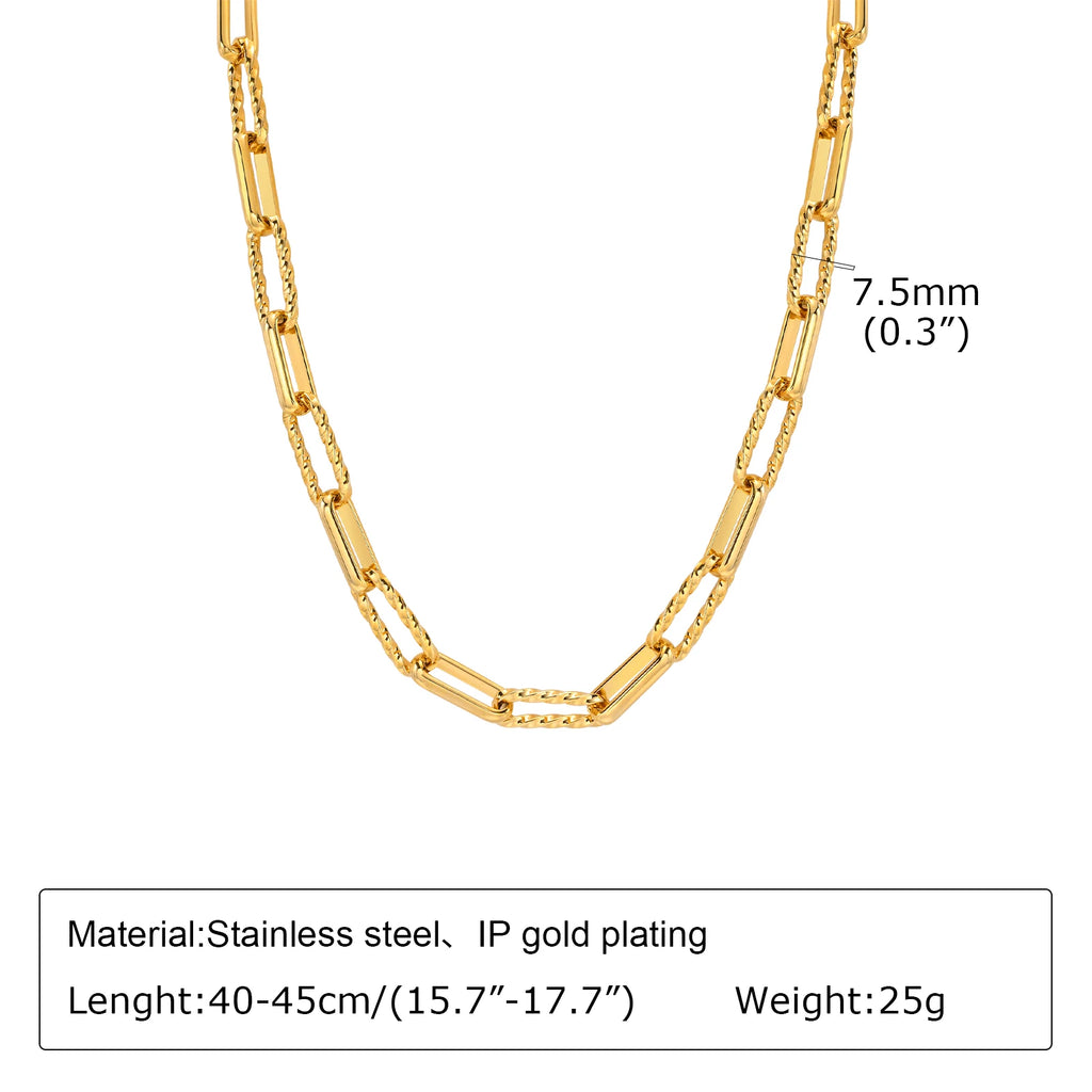 Chunky Gold Plated Link Necklace For Women, Stainless Steel Oval Thick Chain Choker Minimalist Jewelry Trendy Party Jewelry Gift