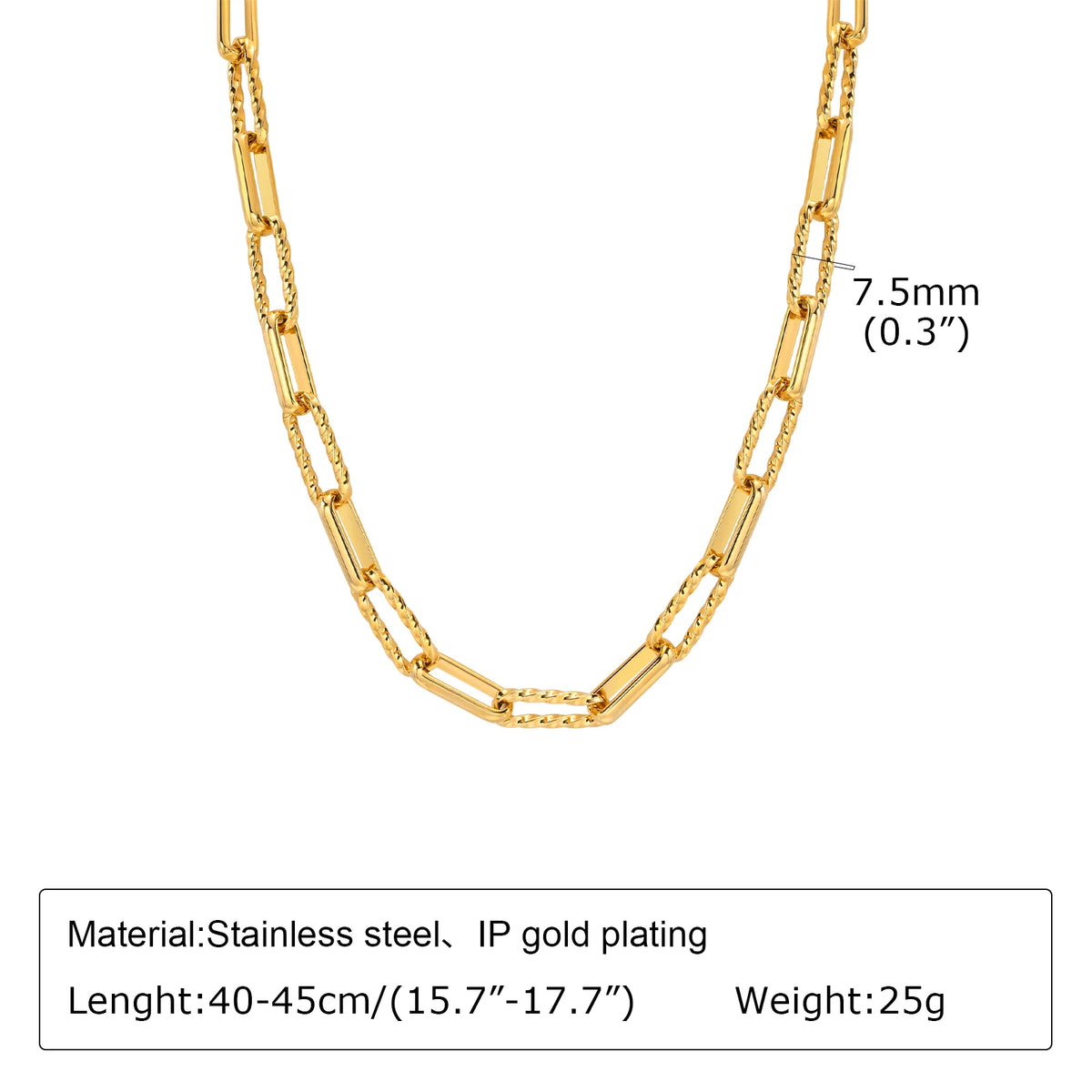 Chunky Gold Plated Link Necklace For Women, Stainless Steel Oval Thick Chain Choker Minimalist Jewelry Trendy Party Jewelry Gift