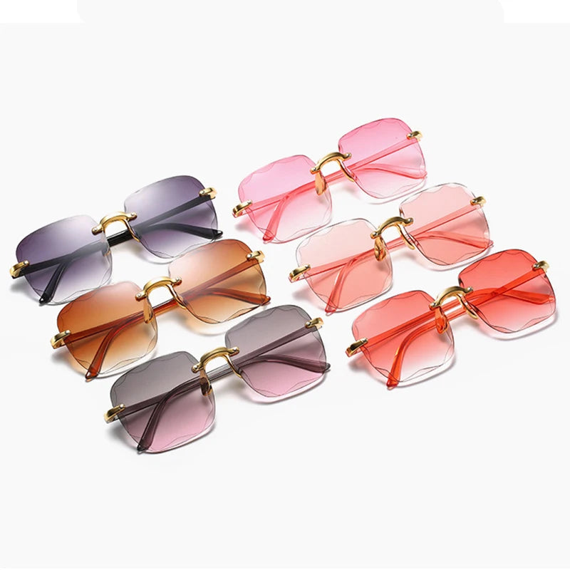 New Rimless Women's Sunglasses Fashion Gradient Lenses Sun Glasses Lady Vintage Pc Legs Classic Designer Shades Sunglasses