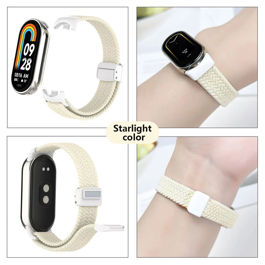 Suitable for Xiaomi Band 8 Wristband, Nylon Braided Strap, Magnet Buckle, Luxury Personality, Mi Band 8 Replacement Strap