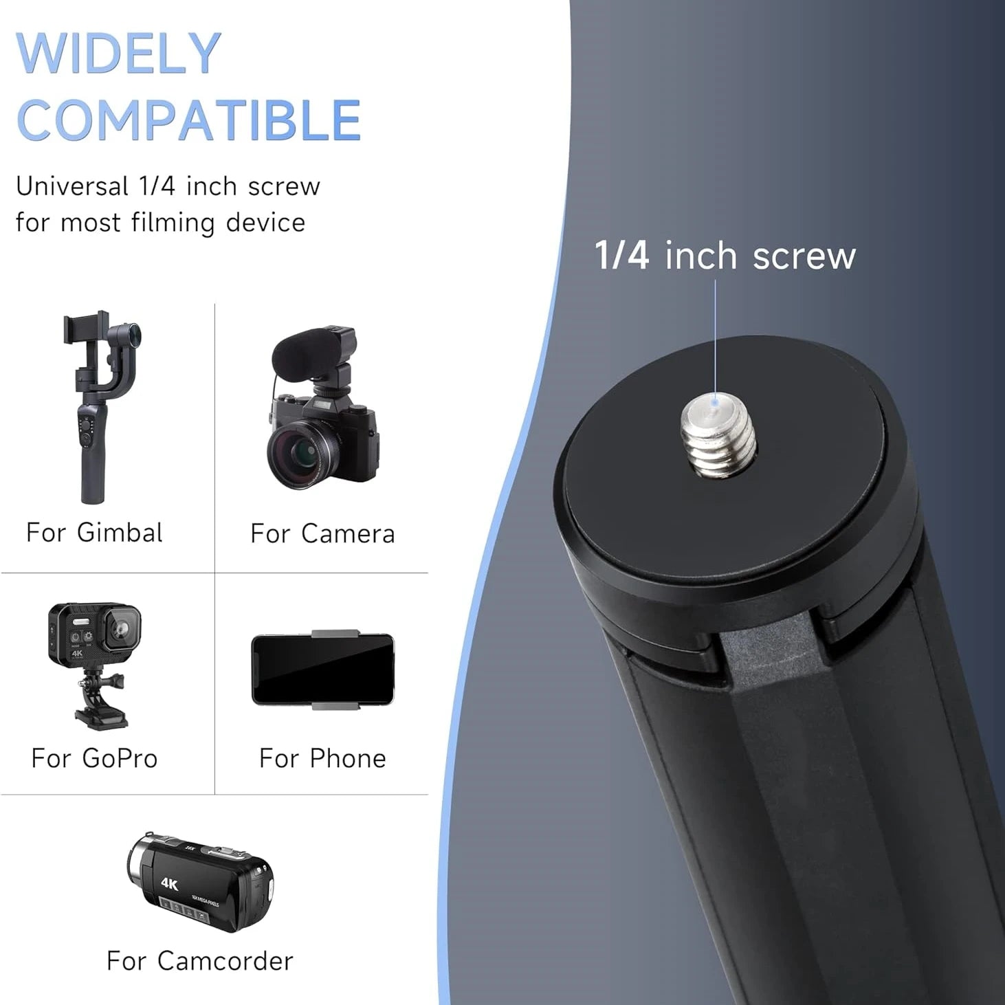 Portable Mini Table Tripod Stand Desk Tripod with 1/4'' Screw for Gopro Camera Video Vlog Grip Panel Ring Light Phone Gimbal