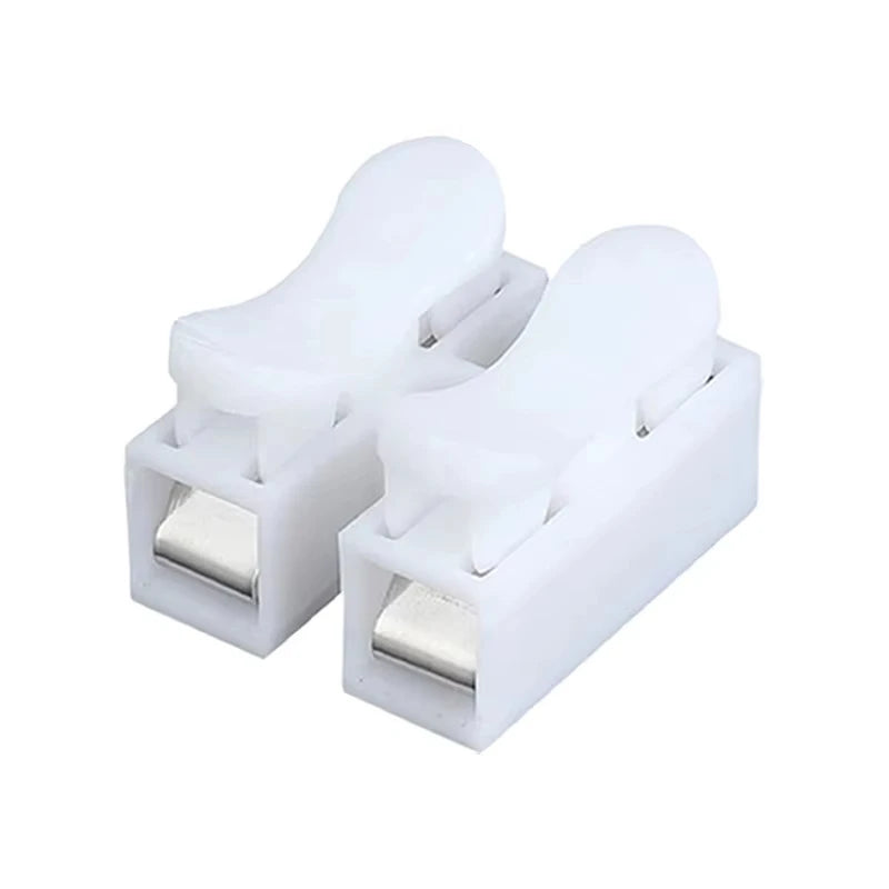 50Pcs Quick Wire Connectors 1P 2P No Soldering Required Spring Clamp Cable Terminals Screwless Terminal Block for Electronics