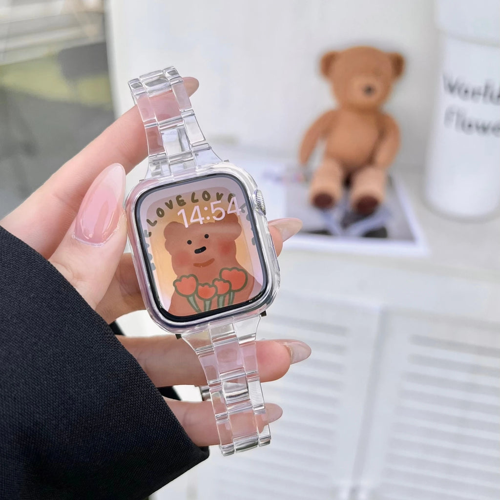 Slim Transparent Strap for Apple Watch Band 9 8 7 6 5 43 SE Ultra 49MM 45mm 42MM 38MM 44MM 40MM rainbow color Bracelet on iWatch